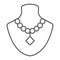 Dummy with necklace thin line icon, jewellery and accessory, mannequin with jewelry sign, vector graphics, a linear