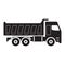 Dump truck. Black silhouette of dump truck. Vector Illustration.