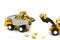 Dump truck and bulldozer Dealing with gold ore mine