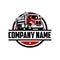 Dump truck circle emblem company ready made logo. Best for trucking and freight related industry