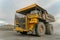 Dump truck close-up. Mining machinery.