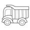 Dump truck coloring book with thick contours for kids on a white background