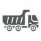Dump truck glyph icon, transport and automobile, tipper truck sign, vector graphics, a solid pattern on a white