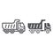 Dump truck line and glyph icon, transport and automobile, tipper truck sign, vector graphics, a linear pattern on a