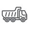 Dump truck line icon, transport and automobile, tipper truck sign, vector graphics, a linear pattern on a white