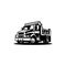 dump truck. trucking premium logo, monochrome vector