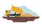 Dump truck unloading waste, heavy machinery used in the construction and mining industry