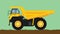 Dump truck yellow isolated with big wheel and dirt