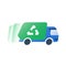 Dump vehicle, garbage removal green truck, fast service, collect rubbish