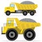 Dumper with rubble. Freight transport, heavy truck, dumper icon.