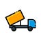 Dumper truck icon in filled line style for website