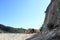 A dumper truck used in a Carrara marble quarry. Large yellow dum