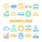 Dumpling Delicious Meal Recipe Icons Set Vector