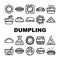 Dumpling Delicious Meal Recipe Icons Set Vector