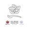 Dumpling icon, Pelmeni russian food symbol. Thin line design, Vector outline illustration