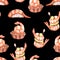 Dumpling seamless pattern for restaurant art design. Delicious, bite-sized food, meat ingredients wrapped in dough and