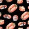 Dumpling seamless pattern for restaurant art design. Delicious, bite-sized food, meat ingredients wrapped in dough and