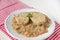 Dumplings with chanterelle mushroom sauce