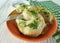 Dumplings parsley sauce flour kitchen green onion traditional fork appetizer homemade napkin lunch on a white wooden delicious