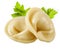 Dumplings. Russian pelmeni isolated on white