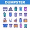 Dumpster, Garbage Container Thin Line Icons Set