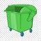 Dumpster icon, cartoon style