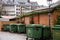 Dumpsters waiting to be emptied outside of christmas market in aachen germany