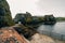 Dunbar, East Lothian , scotland - august 2023 View of Victoria Harbour and Dunbar Castle in Dunbar, Scotland