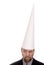 Dunce cap on man