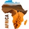 Dune inside Africa shape continent and text