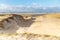 Dune landscape Dutch North sea coast with  deep holes and valleys with steep walls