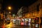 Dunedin, New Zealand - June 20, 2016: streets of Dunedin city centre during night on a rainy cold winter day