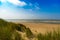 Dunes at Belgian north sea coast against cirrus and stratus clouds and reed grass