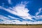 Dunes of the Dnieper with bizarre clouds