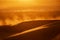 dunes, dust, and backlight at dusk in the desert