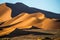 Dunes of the Sossusvlei. Beautiful shapes. Stunning light and color. Africa. Landscapes of Namibia.