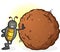 Dung Beetle with a Big Ball of Poop Cartoon Character