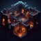 Dungeons intricate and mysterious dungeon mazes in an isometric view with shadowy corridors AI