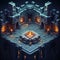 Dungeons intricate and mysterious dungeon mazes in an isometric view with shadowy corridors AI