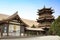 DUNHUANG,CHINA-MARCH 11: Mingyue Pavilion in the mingsha shan s