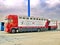 Dunkirk, France, 29,April,2007. Loading horses from shore into container for transportation by Ro-Ro vessel to port Dakar.