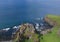 Dunluce Castle Co Antrim Northern Ireland blue sea background for editorâ€™s text