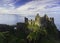 Dunluce Castle and some islands off the coast of Northern Ireland.