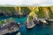 Dunquin or Dun Chaoin pier, Ireland\\\'s Sheep Highway. Aerial view of narrow pathway winding down to the pier