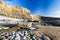 Dunraven Bay, or Southerndown beach, with limestone cliffs.