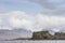 Dunscaith Castle ruins and Loch Eishort on Skye.