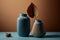 Duo of minimalist beige vases. Illustration AI Generative