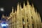 Duomo di Milano Massive Gothic Cathedral in the night illumination