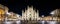 Duomo Square. Duomo di Milano Cathedral and Galleria Vittorio Emanuele II of panoramic view in Duomo Square. Milano, Italy
