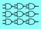 Duplicates of the electrical electronic symbol of the Nand Gate aqua light blue backdrop